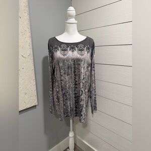 Belle by Kim Gravel Gray and Black Long Sleeve Top